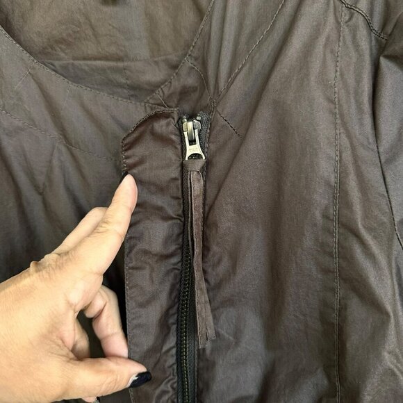 Eileen Fisher Womens Large Lightweight Asymmetrical Zip Moto Jacket Brown Lined - Picture 3 of 11